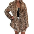 thumbnail image 1 of Chaqueta gruesa de felpa con botones cruzados y manga larga a la moda para mujer, abrigo cálido de invierno con estampado de leopardo Pompotops  qwe16779, 1 of 9