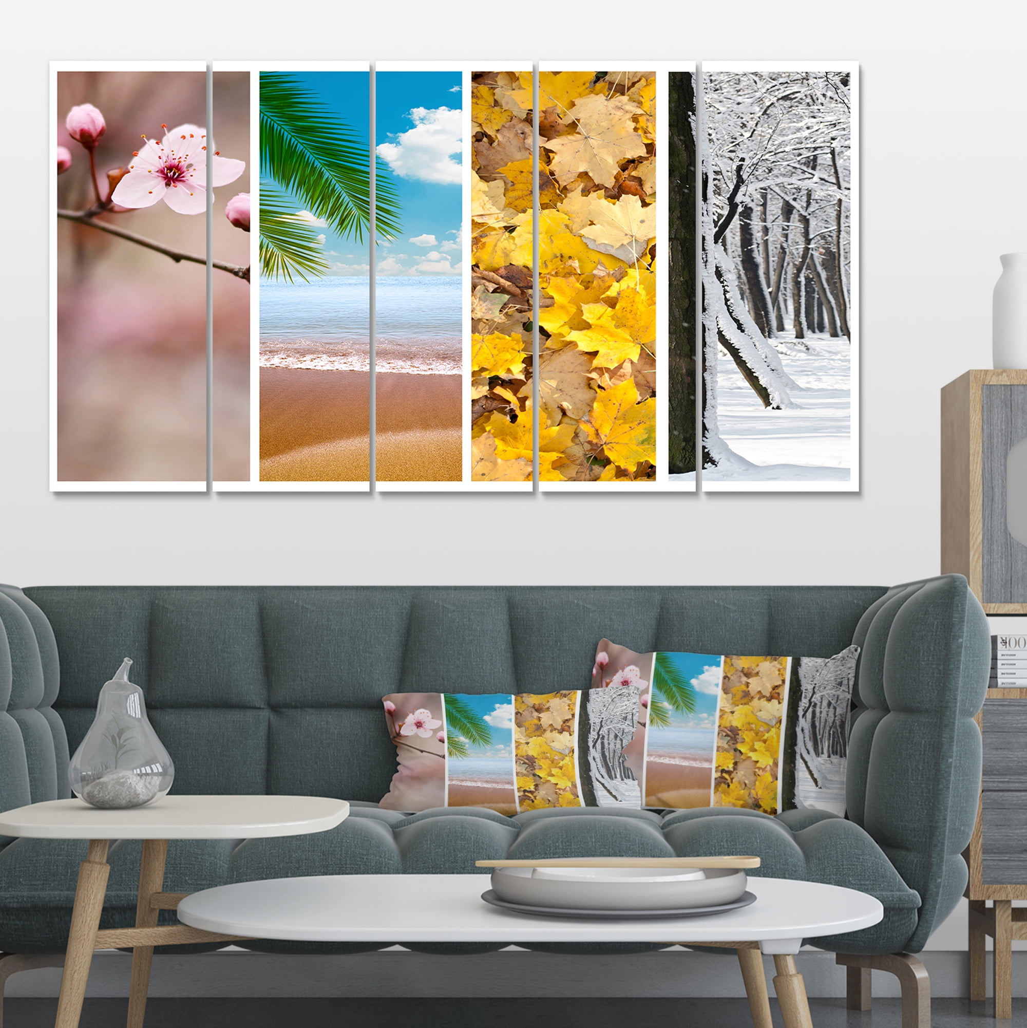 Four seasons world collage landscape canvas art print