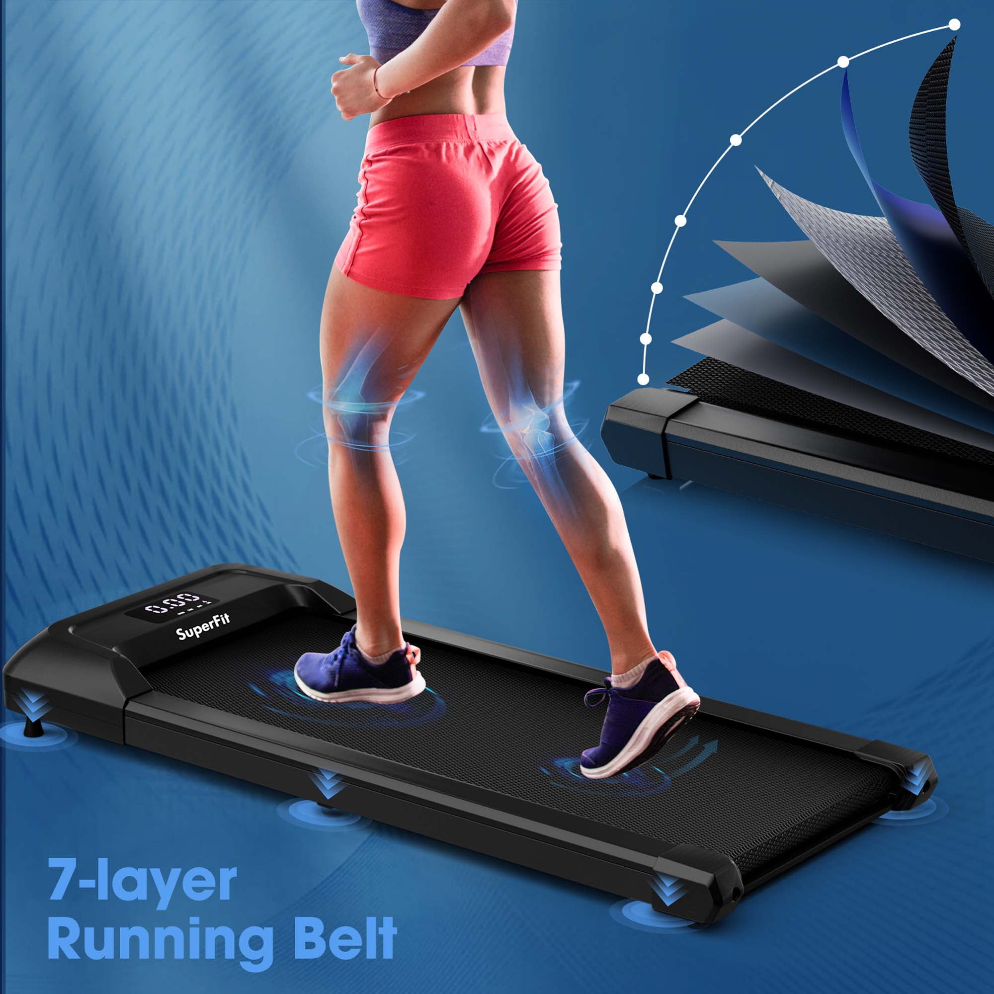 Costway 0.6-3.8MPH Walking Pad Under Desk Treadmill with Remote Control and LED Display Black