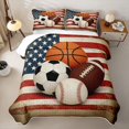 thumbnail image 2 of Erosebridal Sports Balls Flag Quilt King, Vintage Football King Coverlet Set for Boys and Girls, 3 Pieces, 2 of 7