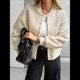 thumbnail image 5 of Chaqueta Corta de Piel Sintética para Mujer, Otoño-Invierno, con Cremallera y Bolsillos. Abrigos con Bolsillo. Marrón M, 5 of 7