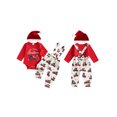 thumbnail image 2 of Cjfdfy Newborn Baby Boy Christmas Outfit Red Truck Tree Print Long Sleeve Romper And Print Overalls And Santa Hat 3Pcs Infant Cute My First Christmas Fall Winter Clothes 0-18M, 2 of 9