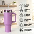 thumbnail image 5 of Ozark Trail 40 oz Stainless Steel Insulated Tumbler with Handle, New Lilac, 5 of 12