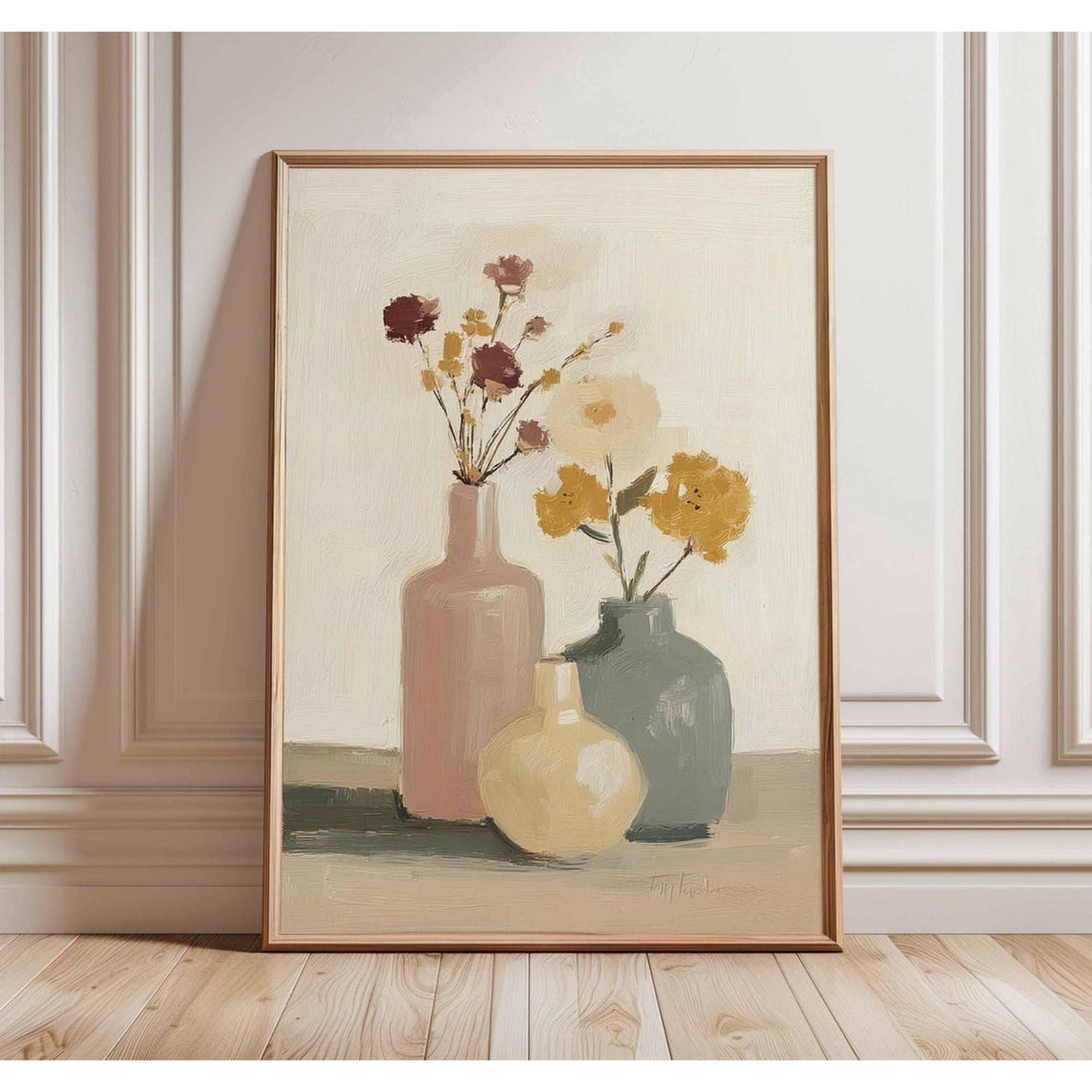 Vintage Floral Rustic Flower Vase Modern Botanical Farmhouse Decor Unframed Paper Print