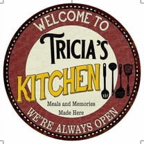 Tricia's Kitchen 14" Round Metal Sign Bar Game Room Wall Decor 100140040456