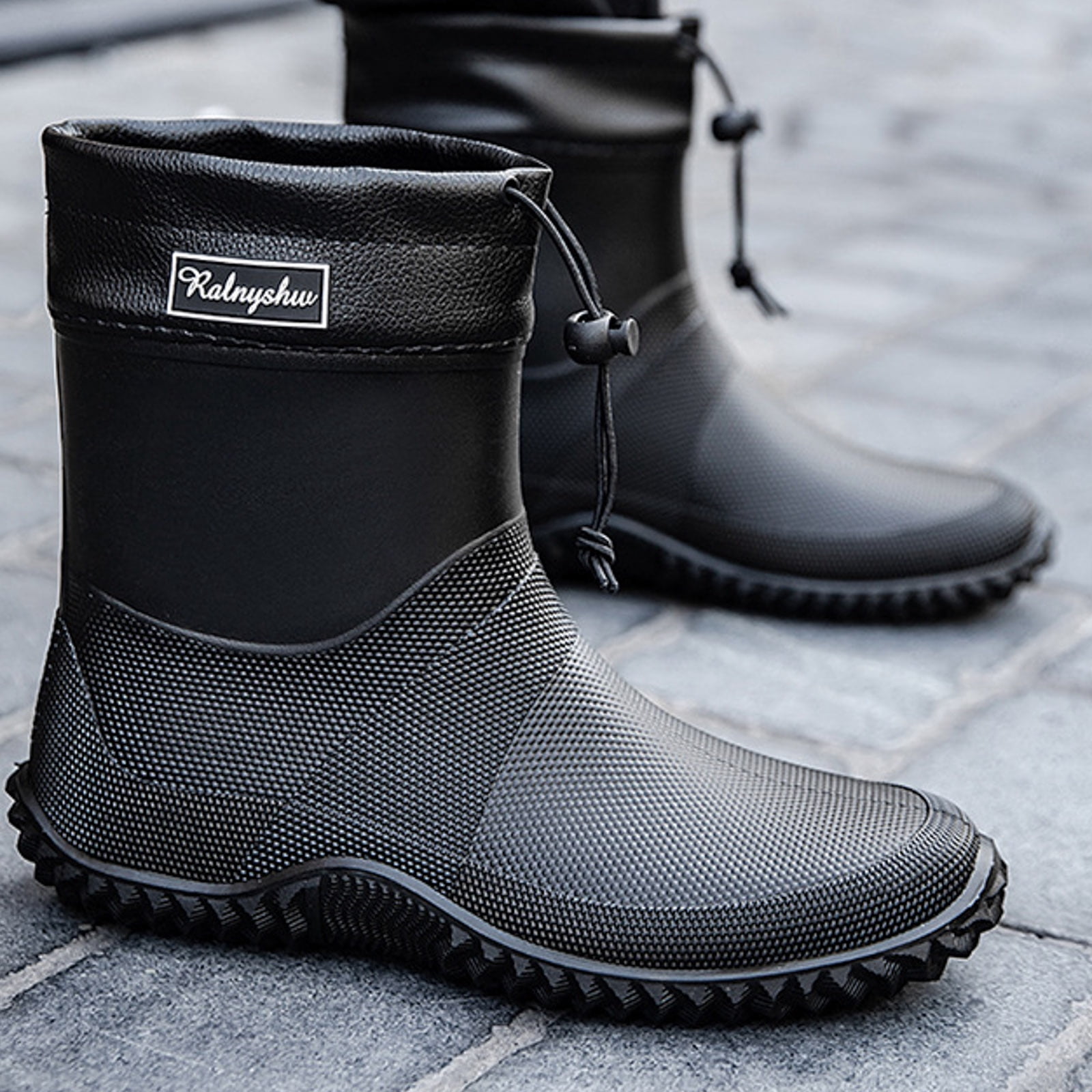 Mepaouo Women's Mid Calf Rain Boots Lightweight Water Garden Shoes Durable Non Slip Rubber Rainboots