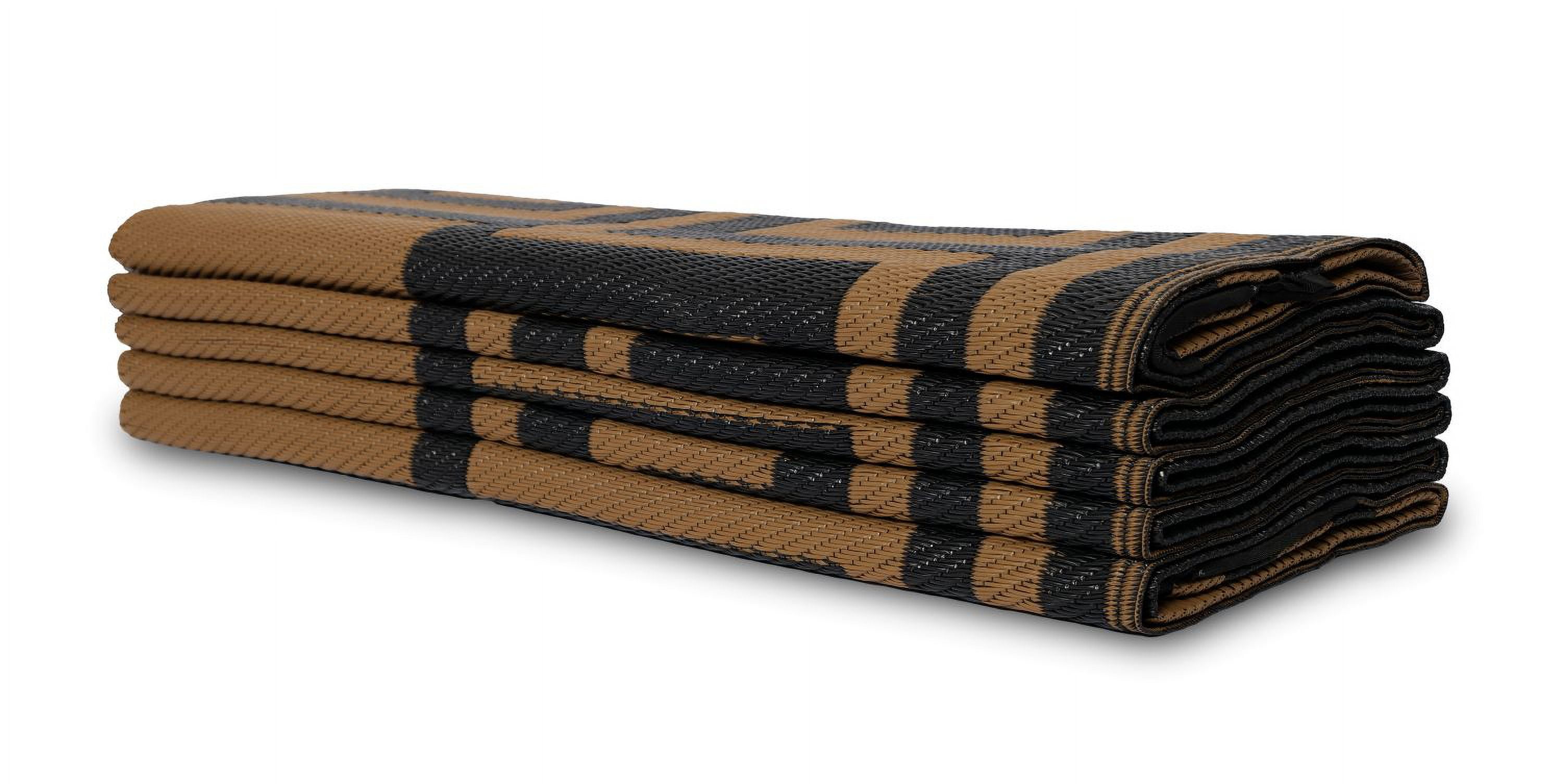 Auto Drive 9' x 12' Reversible Greek Key RV Outdoor Patio Mat, Brown/Black