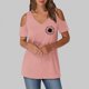 thumbnail image 2 of Algodón Fuera Del Hombro Tops para la Impresión de las Mujeres Manga Corta V-Cuello Blusa, Top de Algodón de Imitación de Moda, 2 of 8