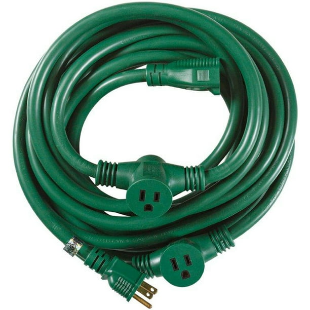 Woods 3030 14 Gauge 25' Green Outdoor Extension Cord with EvenlySpaced Plugs Ideal for