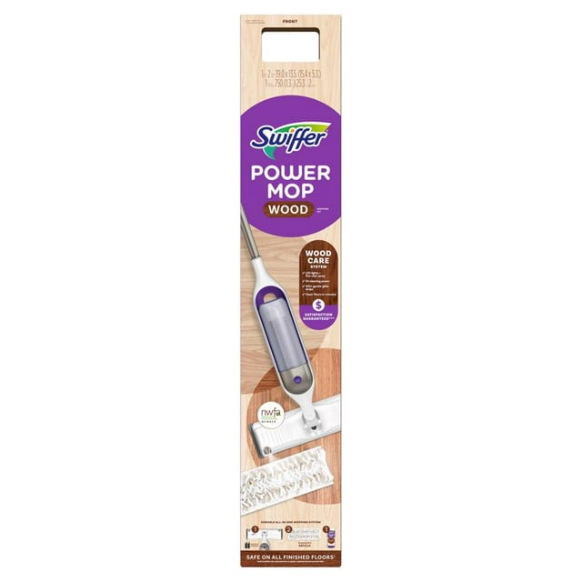 Kit de mopa en aerosol Swiffer Power Mop, 14,5 cm de ancho, seco/húmedo, morado y blanco