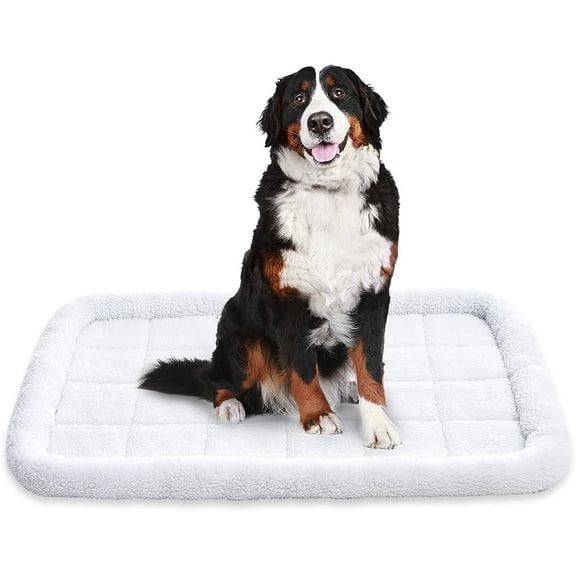 35x22 inches Large Dog Bed Mats Faux Sherpa Padded Bolster, Cat Doggy & Pet Bed for Large Animal, Machine washable