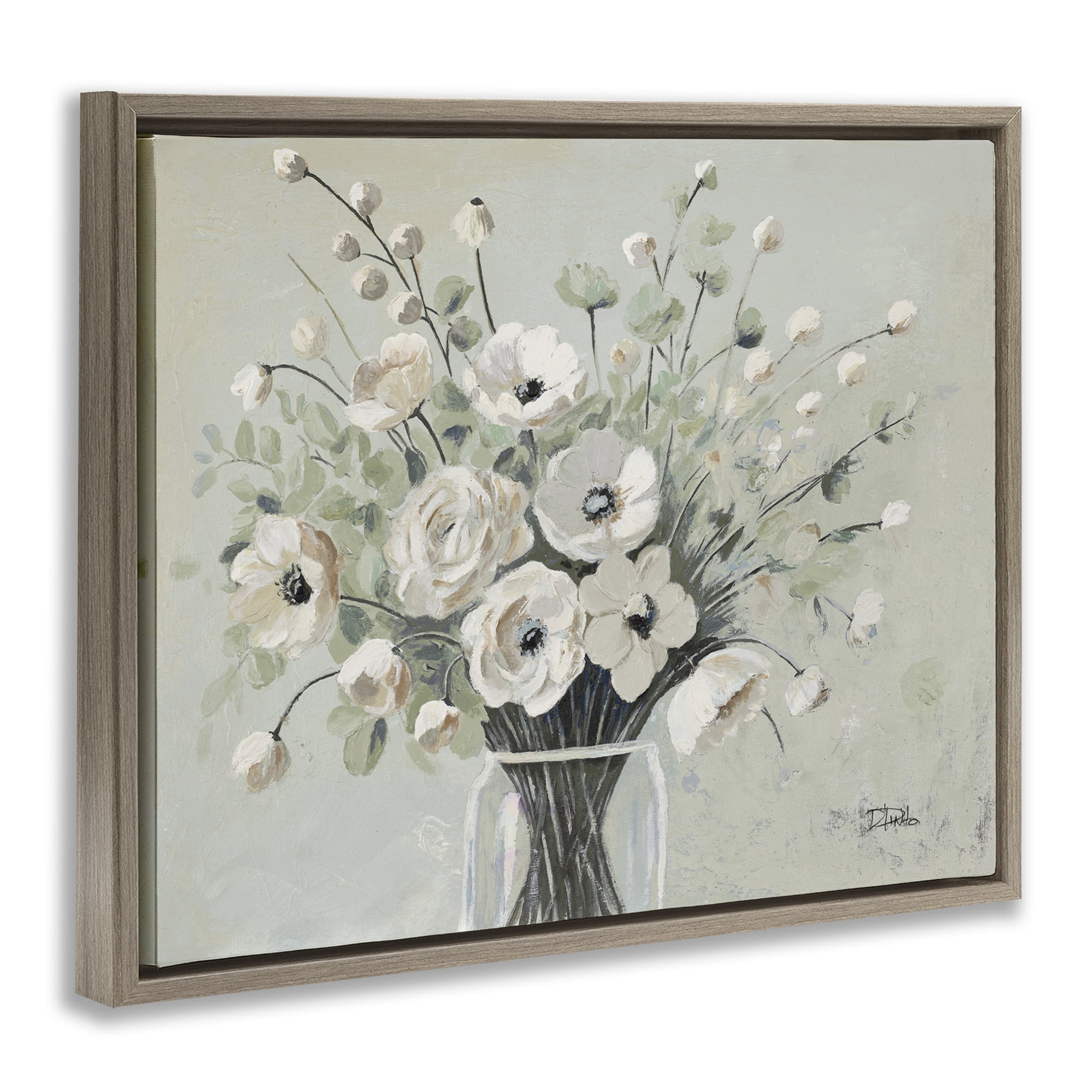 Stupell Industries Siempre Bella Bouquet Brown Framed Floater Canvas Wall Art, design by Patricia Pinto