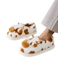thumbnail image 4 of QQAMB Cartoon Cow Cotton Slippers,Cute Cozy Fuzzy Animal Slippers For Women Men,Winter Warm Plush Comfy Indoor Outdoor Slippers, 4 of 8
