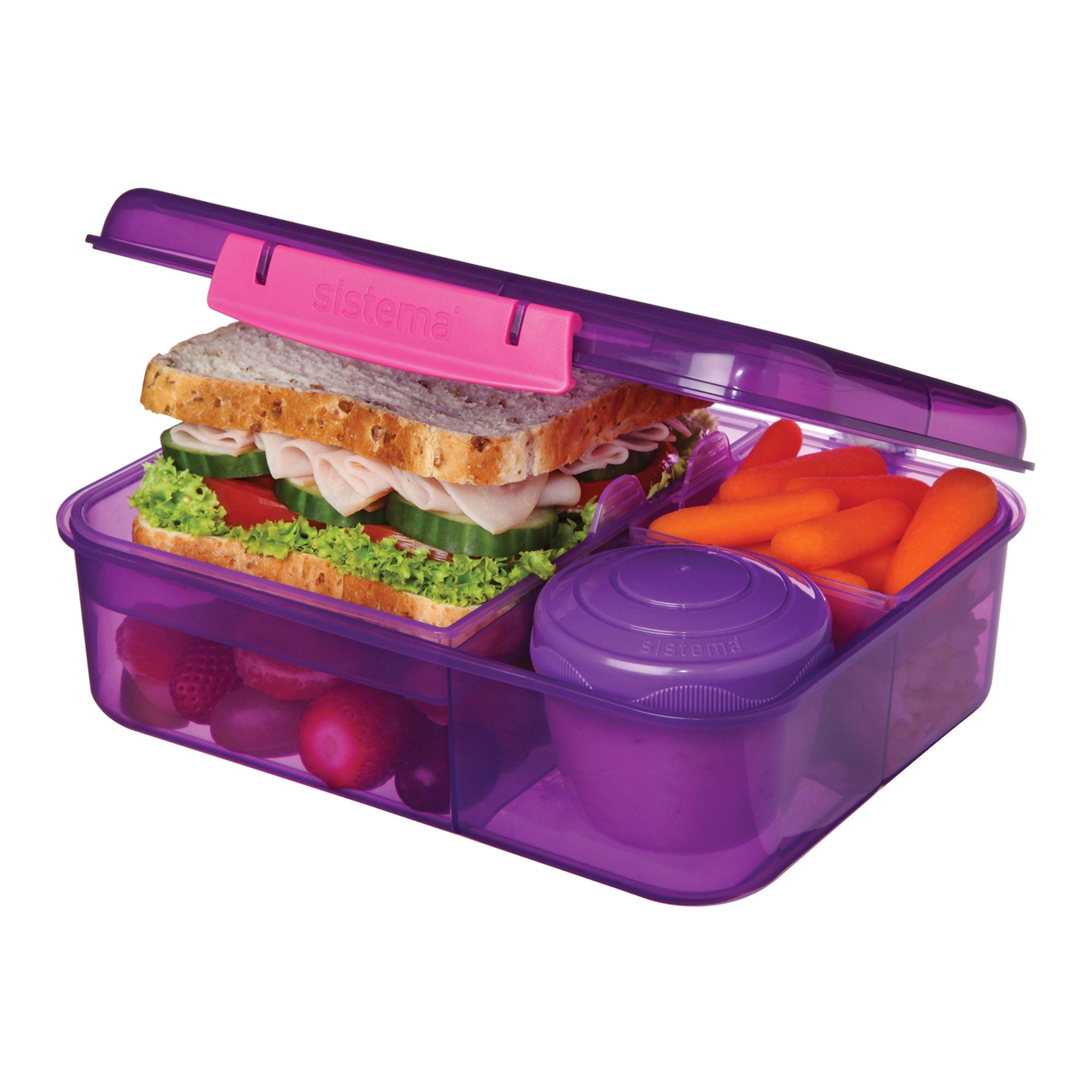  Sistema Collection Bento Lunch Box 6.9 Cup, Assorted Solid  Colors/Contrasting Klips : Everything Else