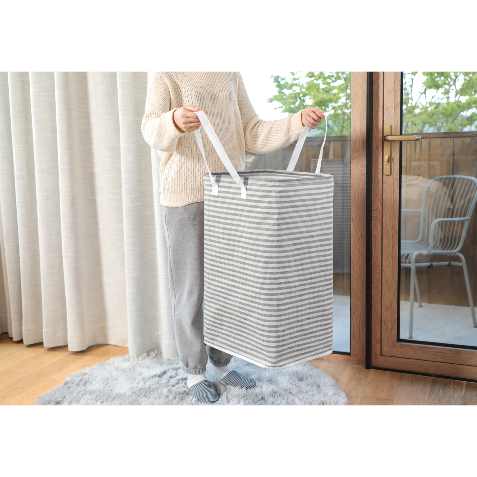 DOKEHOM Freestanding Laundry Hamper 80L, Gray photo 8