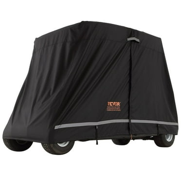 4-Passenger Golf Cart Cover, 600D Polyester Universal Fit for Club Car, EZGO & Yamaha - Waterproof, UV-Resistant, Dustproof with 3 Zipper Doors - Outdoor Protection (Black)