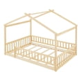 thumbnail image 5 of Jopath Full Size Floor Bed, Wood Bed with Slatted Base House Bed Frame with Fence for Kids Teens Girls Boys Natural, 5 of 8