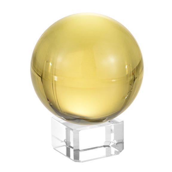 Uxcell 60mm/2.4" K9 Crystal Ball Decorative Ball with Gift Box and Crystal Stand Yellow 1 Set
