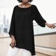 thumbnail image 4 of Gibobby Blusa Manga Larga Mujer Blusa holgada de lino con dobladillo irregular de manga larga de talla grande para mujer, blusa tipo túnica de verano para mujer（Negro， XL), 4 of 5