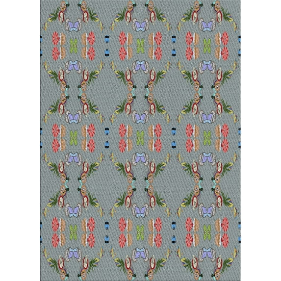 Ahgly Company Indoor Rectangle Patterned Carbon Gray Novelty Area Rugs, 4' x 6'