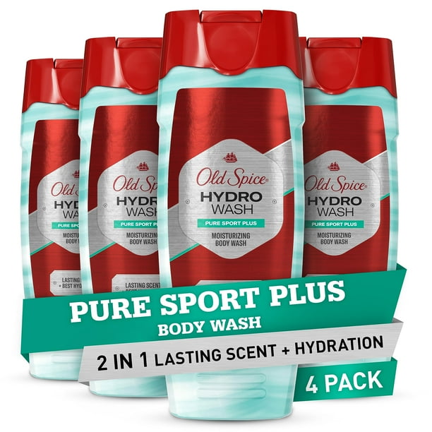 Gel de baño Old Spice Hydro para hombre Pure Sport Plus 473 ml x4