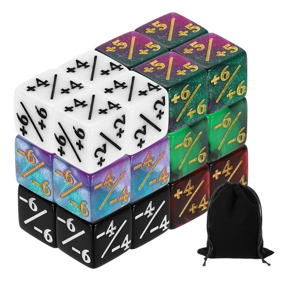 24Pack Magic Dice Counters, Acrylic D6 Life Counter Token Dice Set, 6 Styles