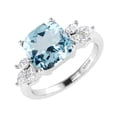 thumbnail image 2 of Sterling Silver with Natural Aquamarine and White Topaz Seven Stone Ring, 2 of 3