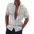 thumbnail image 1 of Men's Summer New Loose Print Short Sleeve Shirt Cardigan Beach Shirt M, 1 of 5