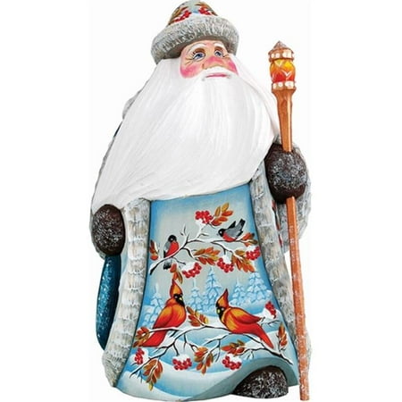 G.Debrekht 821559 Woodcarving Sing Song Red Cardinal Santa 6.25 in. - Woodcarved Santa