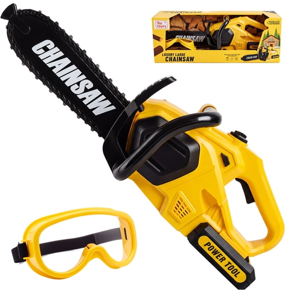 YCFUN Kids Chainsaw Toy, Pretend Play Chainsaw Tool with Sound, Outdoor Play Construction Toys & Tools for Kids Ages 3-6 (Yellow)