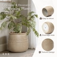 thumbnail image 3 of LuxenHome Sandstone Finish Fiber Clay Outdoor Planter with Wavy Ridges, Modern Neutral Garden Accent, 3 of 11