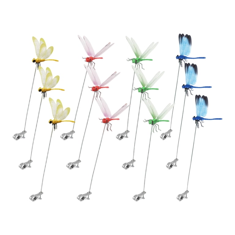 Dragonfly Clip Bug Repellent (8-Pack) - 3D Fake Dragonfly Garden Stakes & Hat Clips To Scare Birds & Flies For Patio, Balcony