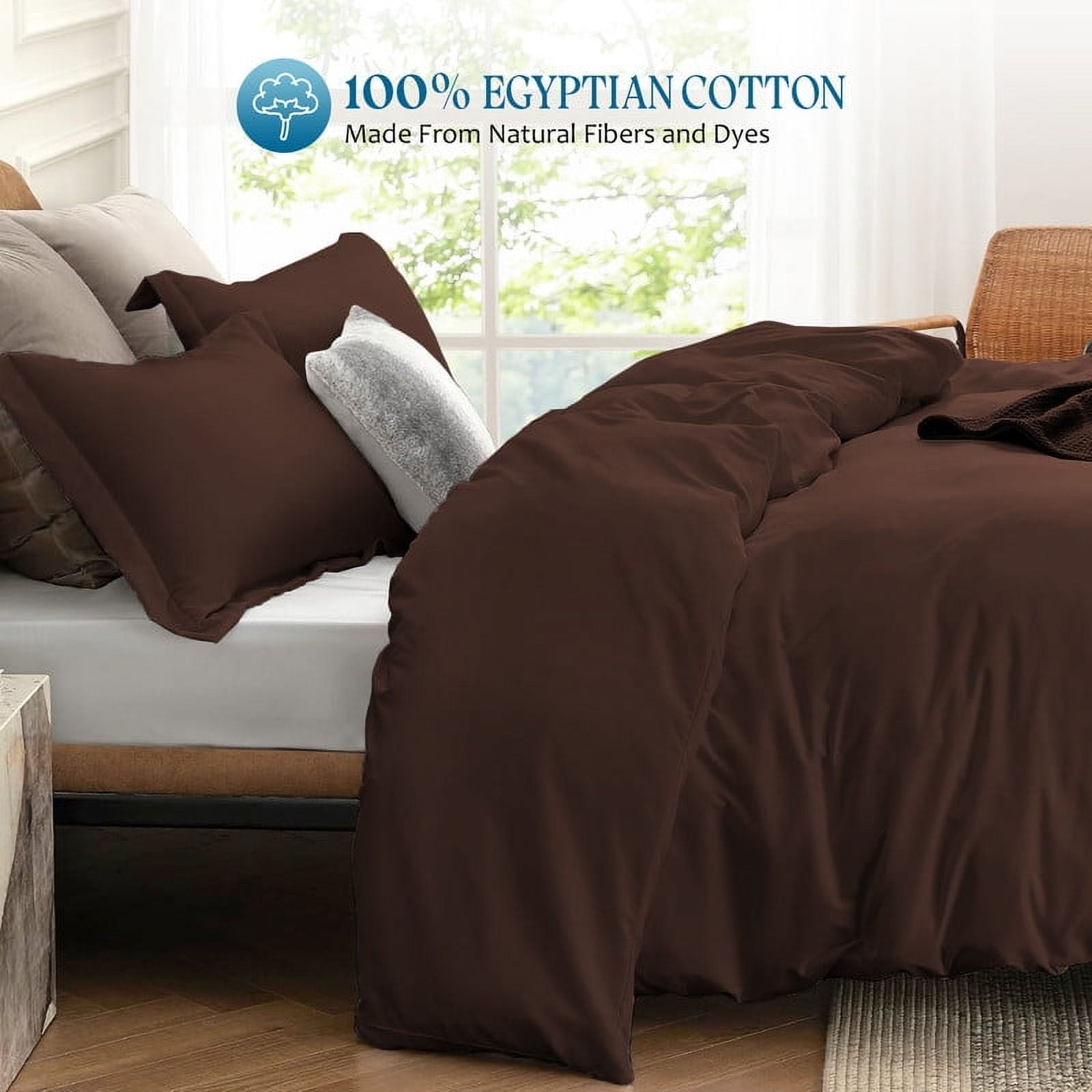 1000 Thread Count 100% Egyptian Cotton 1 Piece Duvet Cover with Zipper Closure & Corner Cal King/King 1 Pc Duvet Cover Color Chocolate Solid