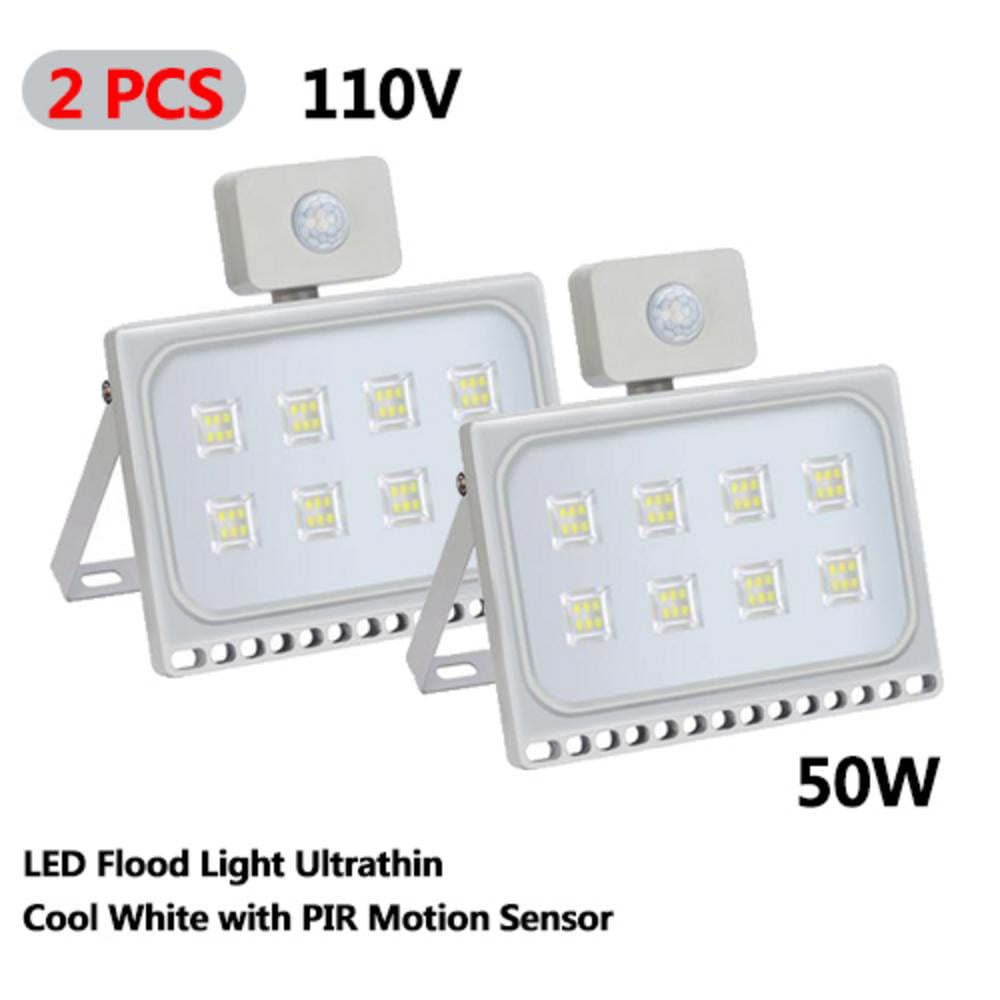 2X 50W LED Floodlight PIR Motion Sensor LEMBRD Cool White Outdoor Security Light 