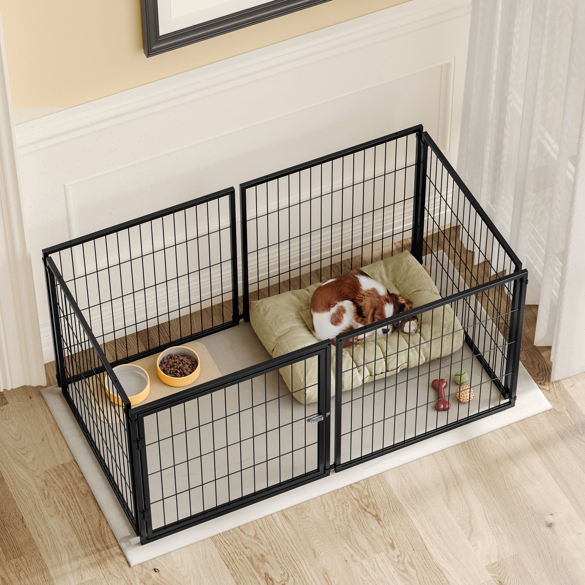 Jopath 48" Indoor Dog Cage with Top Pet Cage Dog Kennel for Medium Dogs Puppy Dog Playpen Black 48"L x 26.3"W x 23.8"H