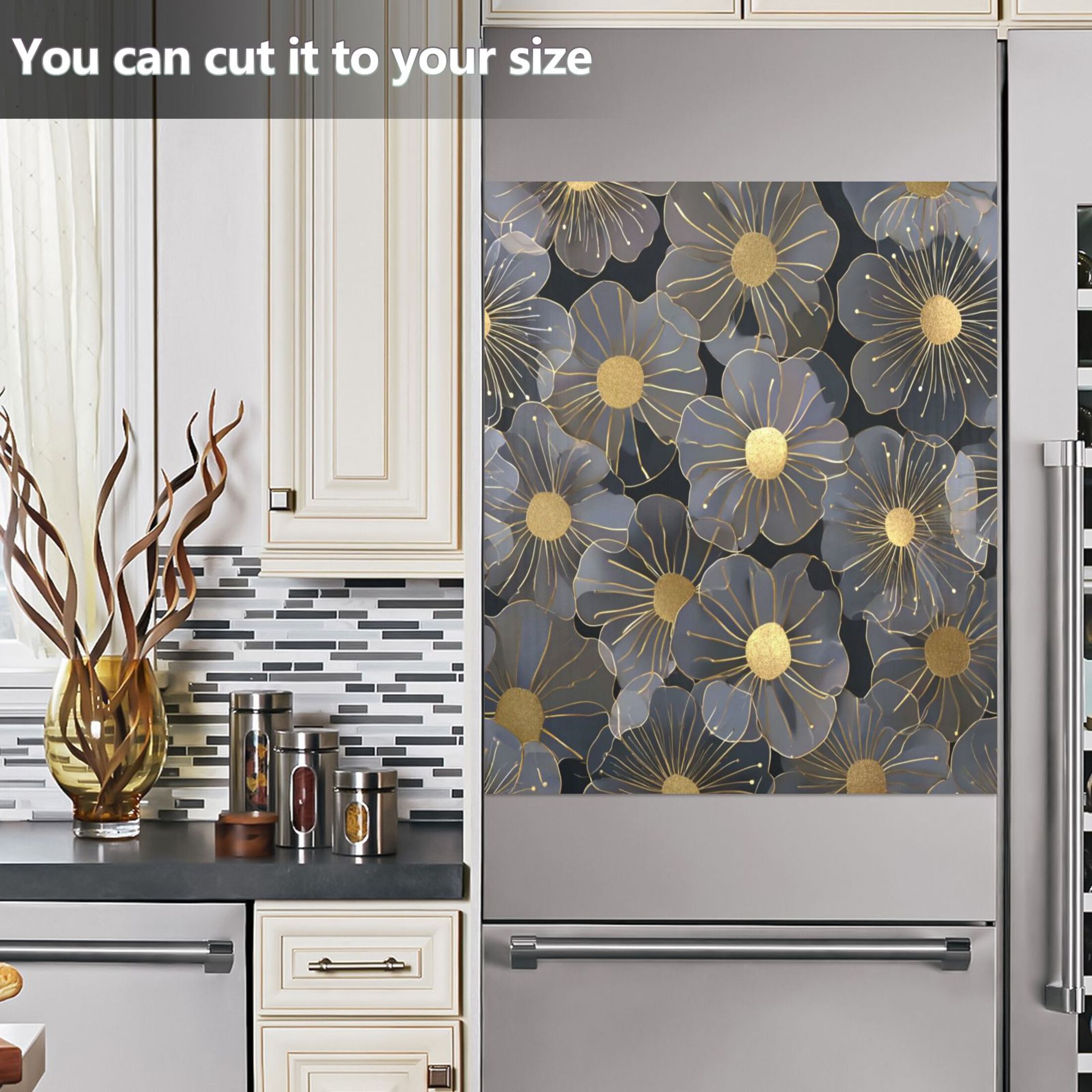 IAUYY Magnetic Decorative -23x26 Inch,Removable DIY Art for Dishwasher Refrigerator and Other Metal Surfaces,The Golden Flower Shape