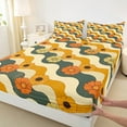 thumbnail image 3 of Manfei Colorful Flower Floral Twin Sheet Sets,Cute Cartoon Daisy Twin Fitted Sheet,Geometric Waves Stripe Flat Sheet For Kids,Super Cozy Room Decor,3pcs, 3 of 7
