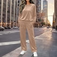 thumbnail image 2 of successthop Velour Sweatsuits 2PCS Sets Womens Long Sleeve Crewneck Tops and Pant Casual Tracksuit with Pockets, 2 of 9