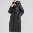 thumbnail image 2 of Olyvenn Winter Long Puffer Jacket for Women,Thickened Winter Zipper Coat Hooded with Deep Pockets, Ladies Warm Down Jacket Black XL, 2 of 5