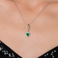 thumbnail image 3 of Gem Stone King 925 Silver and 10K Yellow Gold Emerald Green Zirconia Pendant Necklace for Women | 0.74 Cttw | Gemstone Birthstone | Heart Shape 6MM | With 18 inch Chain, 3 of 6
