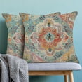 thumbnail image 2 of Boho Pillow Covers 16x16 Inch Set of 2, Bohemian Carpet Vintage Pattern Decorative Throw Pillowcase Boho Colourful Retro Linen Outdoor Farmhouse Cushion Cover for Sofa Couch Bed Living Room, 2 of 7