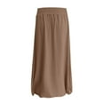 thumbnail image 3 of cocolona Skirts for Women Summer Casual Loose Elastic Waist Long Skirts Beach Vacation Pleated Flowy Skirts with Pockets Khaki XXL, 3 of 5