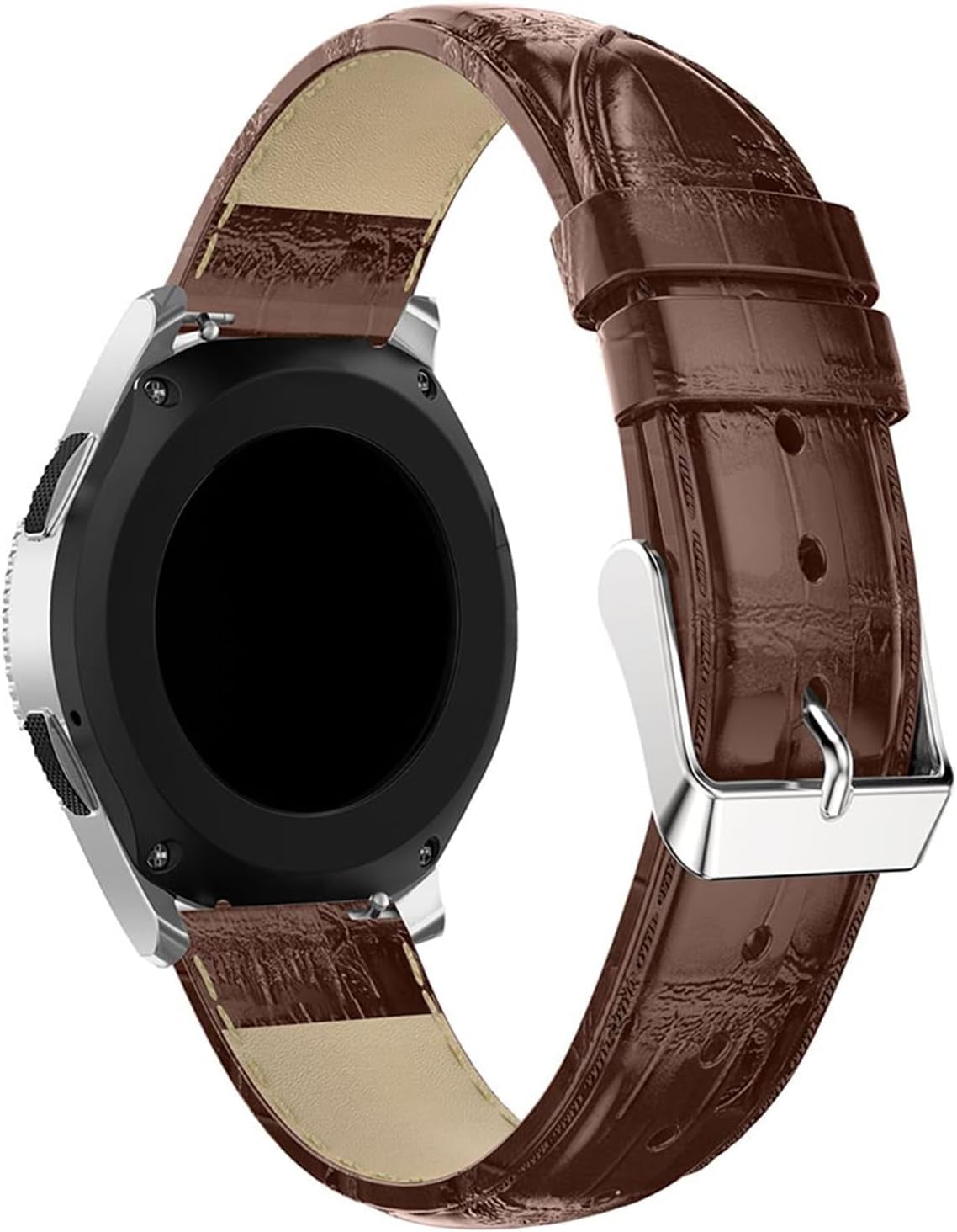 PINHEN Leather Watch Band, Quick Release Alligator Grain Embossed