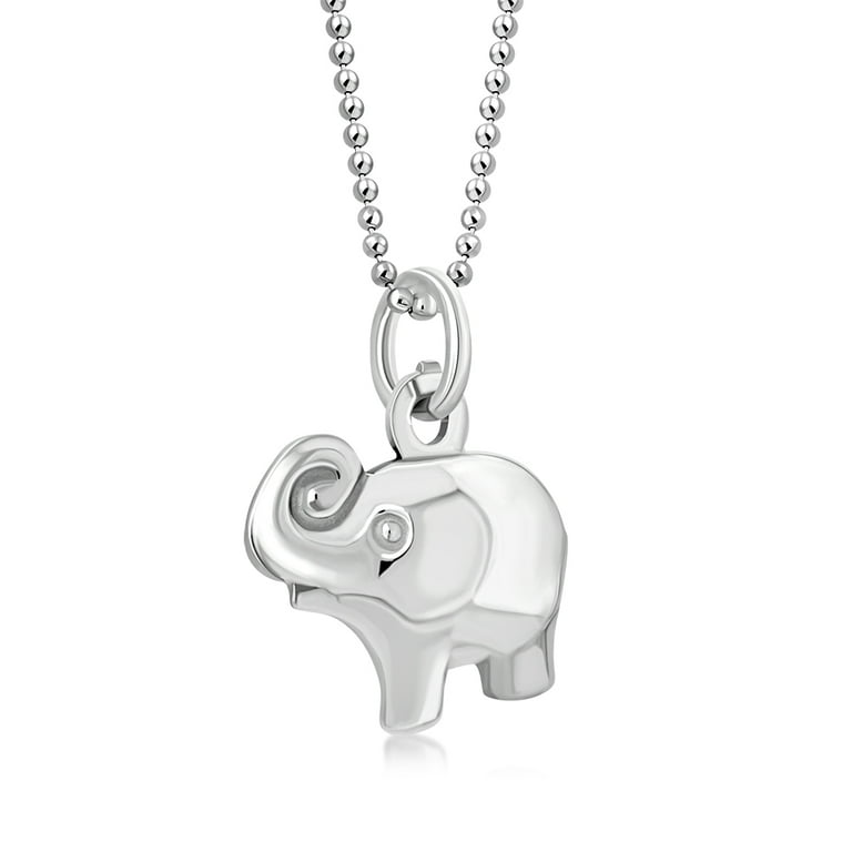 Womens 925 Sterling Silver Elephant Pendant Necklace