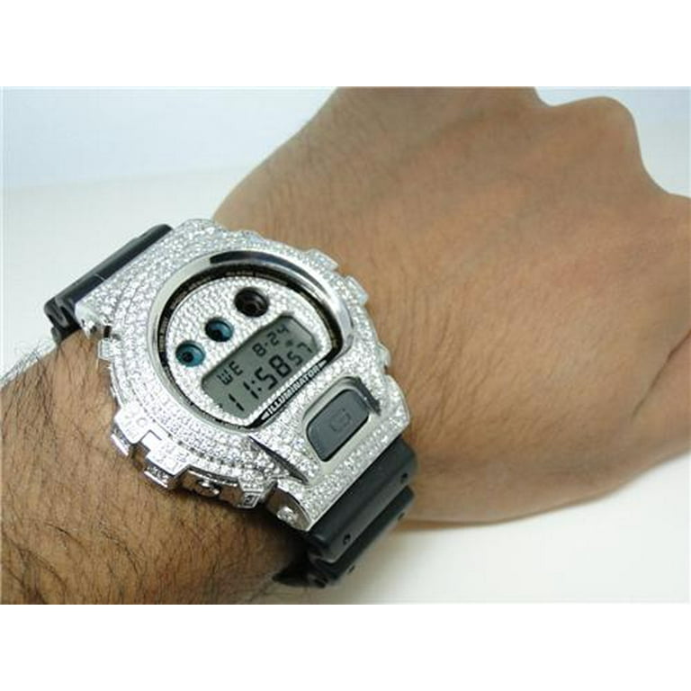 Casio G Shock 6900 White Cubic Zirconia Watch 5.50 Ct Casio G Shock 6900 White Cubic Zirconia Watch 5.50 Ct