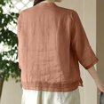 thumbnail image 5 of Womens Summer Tops Women's T-Shirts Embroidered Cardigan Shirt For Women Design Slim Fit Blouse With Patchwork Details Stylish Top Orange 3XL, 5 of 5