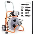 thumbnail image 1 of VEVOR Drain Cleaner Machine 75FT x 1/2 Inch Auto Feed with Wheels & 8 Cutters, 1 of 9