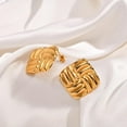 thumbnail image 3 of 14k Gold Square Earrings for Women, Vintage Chunky Stud Earrings, Non Tarnish Large Statement Earrings Jewelry Gifts, 3 of 7