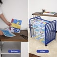 thumbnail image 7 of Kojooin Mobile Art Drying Rack – 16 Removable Shelves, Lockable Wheels, Canvas & Paper Storage Stand for School or Studio, 18" D x 26" W x 26" H, Blue, 7 of 7
