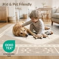 thumbnail image 3 of ODIKA 2'x3' Ivory Brown Geometric Floral Design Washable Throw Rug Intricate Pattern with Classic Borders Non-Slip, Low Profile, Flatwoven, Easy Care for Hallway, Study Room, 3 of 5